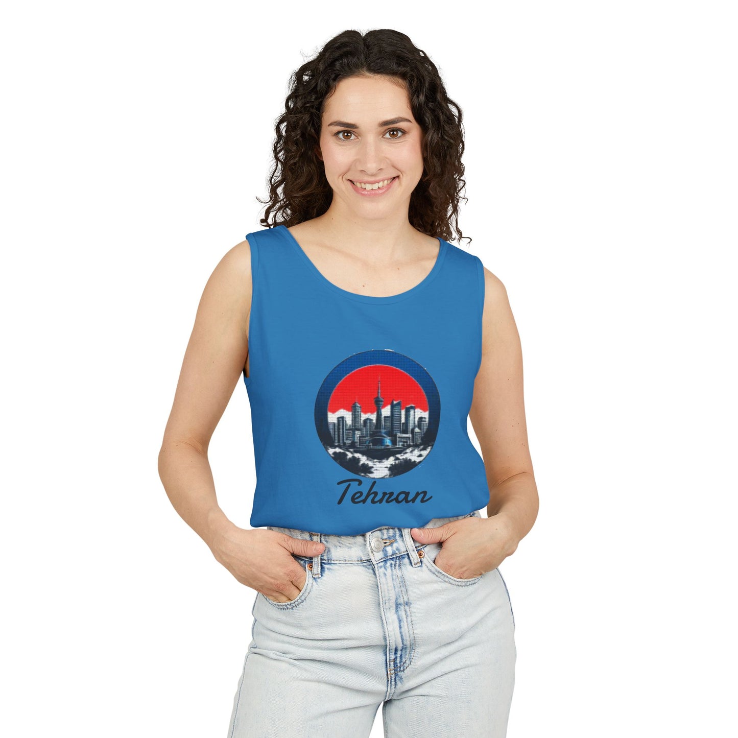 Unisex Garment-Dyed Tank Top with tehran Design | OKEYCITY