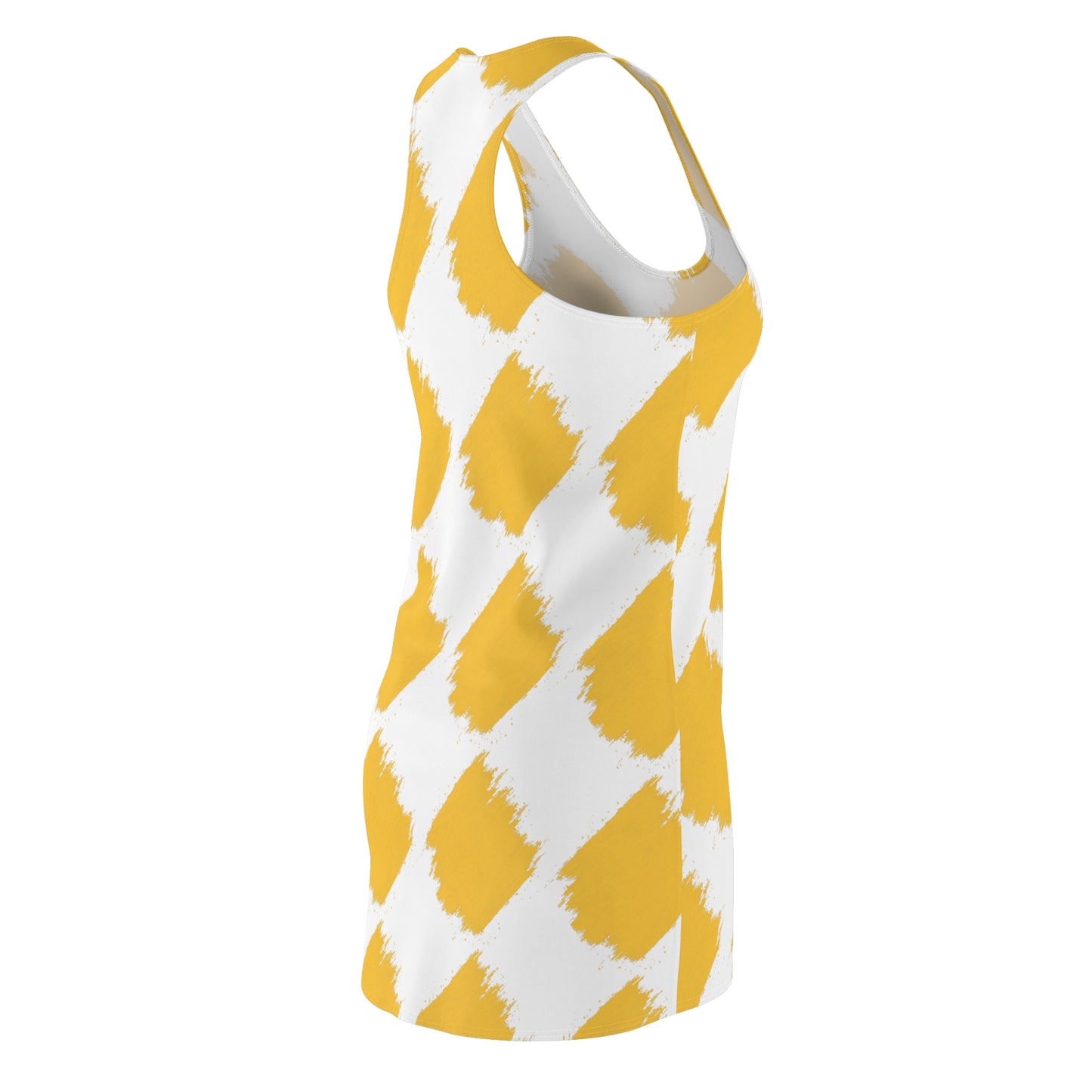 Women's Cut & Sew Racerback Dress with yellow brush pattern design | OKEYCITY