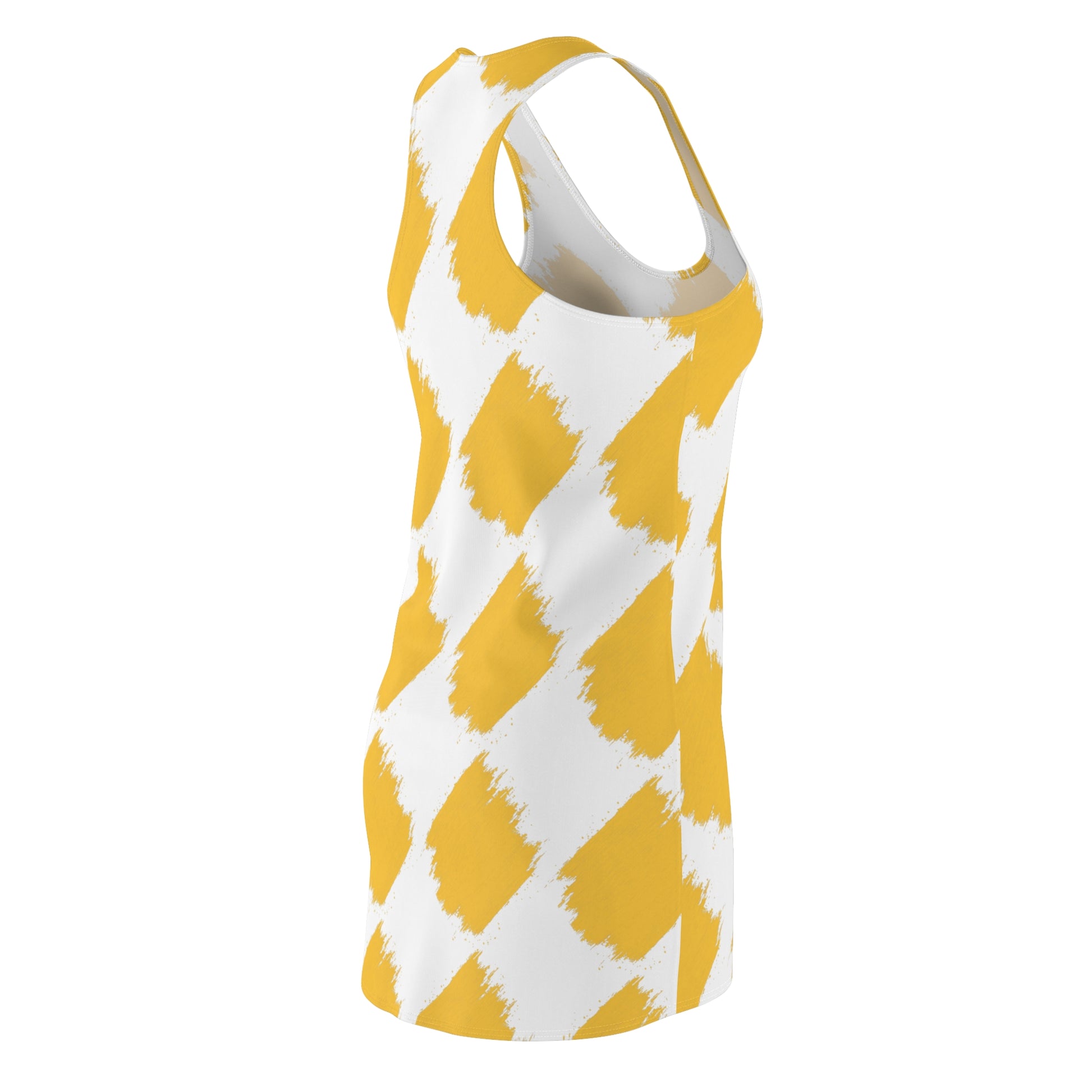 Women's Cut & Sew Racerback Dress with yellow brush pattern design | OKEYCITY