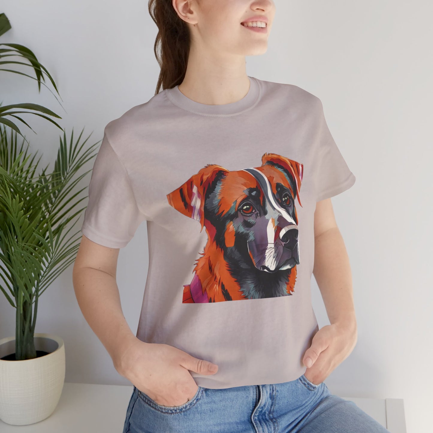 Unisex Jersey Short Sleeve Tee with dog design | OKEYCITY