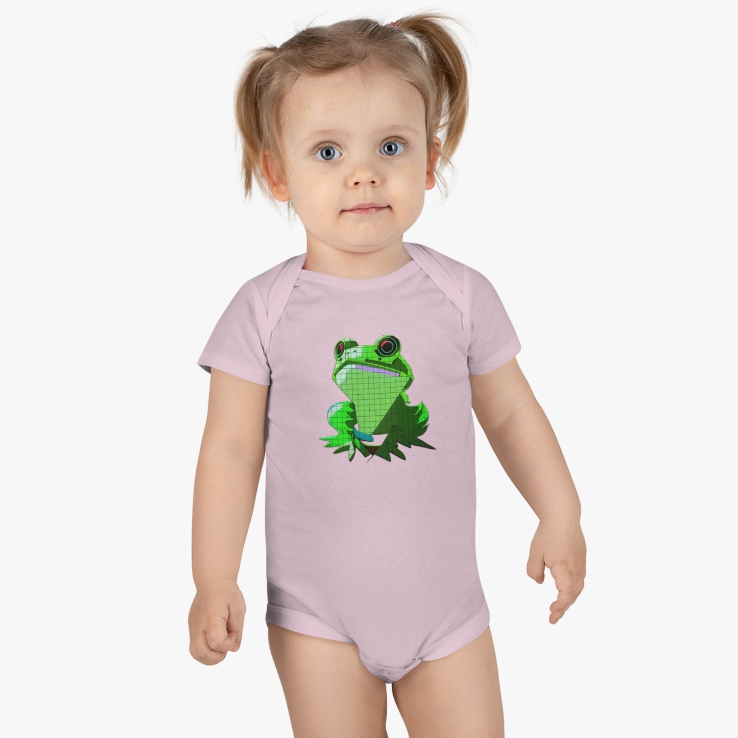 Baby Short Sleeve Onesie® with Green Frog Design | OKEYCITY