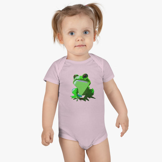 Baby Short Sleeve Onesie® with Green Frog Design | OKEYCITY