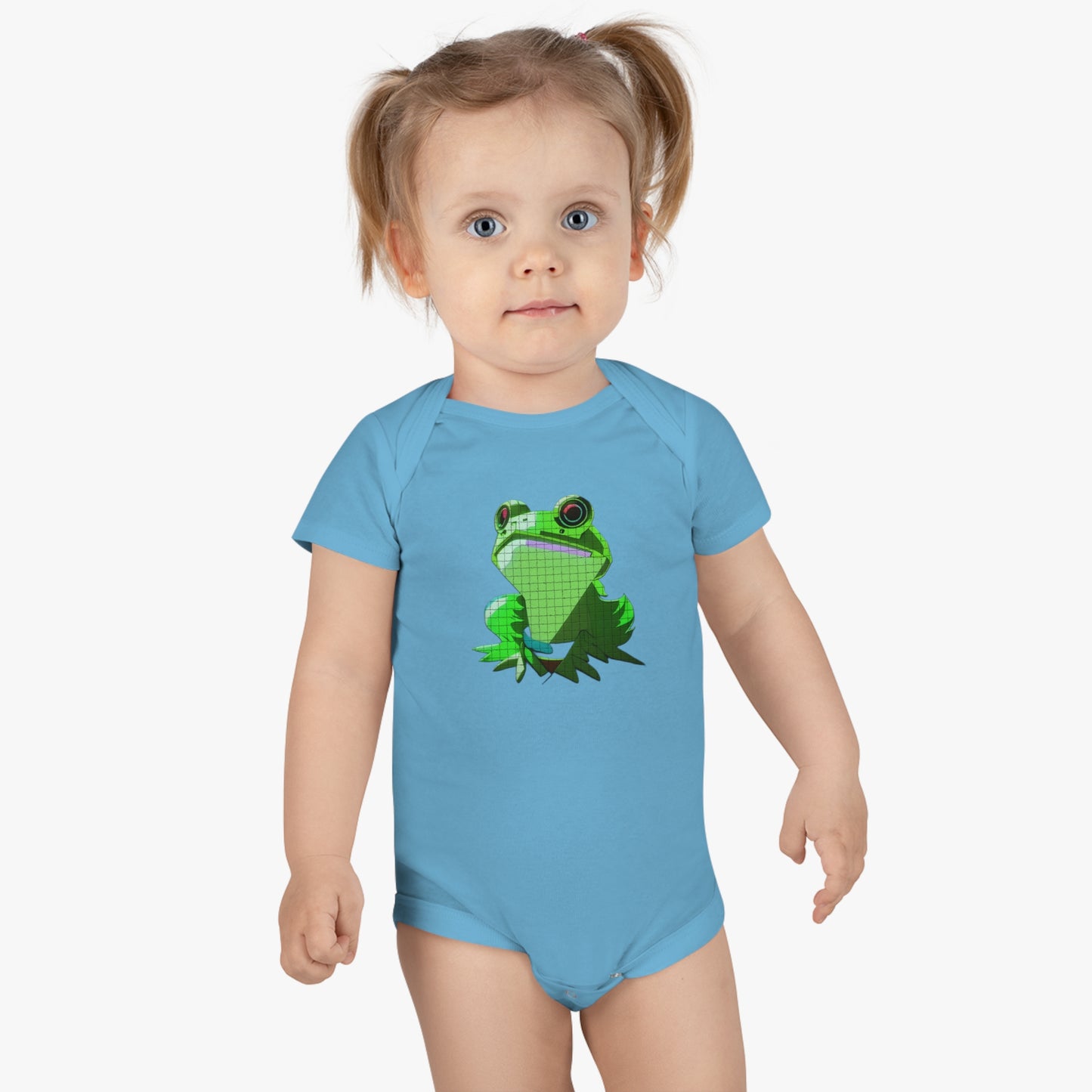Baby Short Sleeve Onesie® with Green Frog Design | OKEYCITY