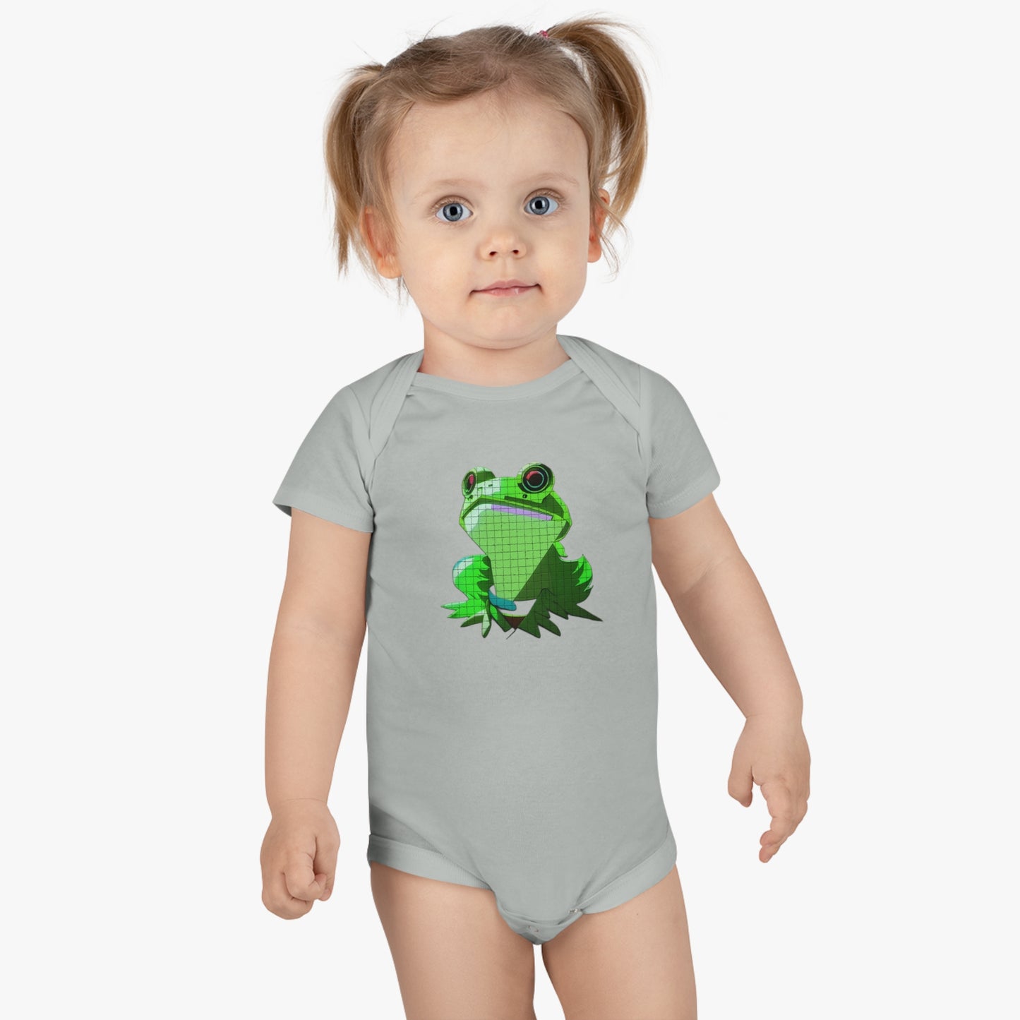 Baby Short Sleeve Onesie® with Green Frog Design | OKEYCITY
