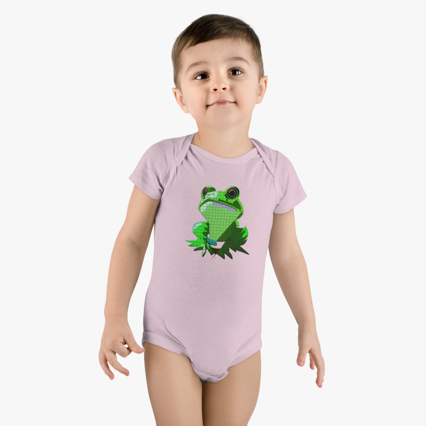 Baby Short Sleeve Onesie® with Green Frog Design | OKEYCITY