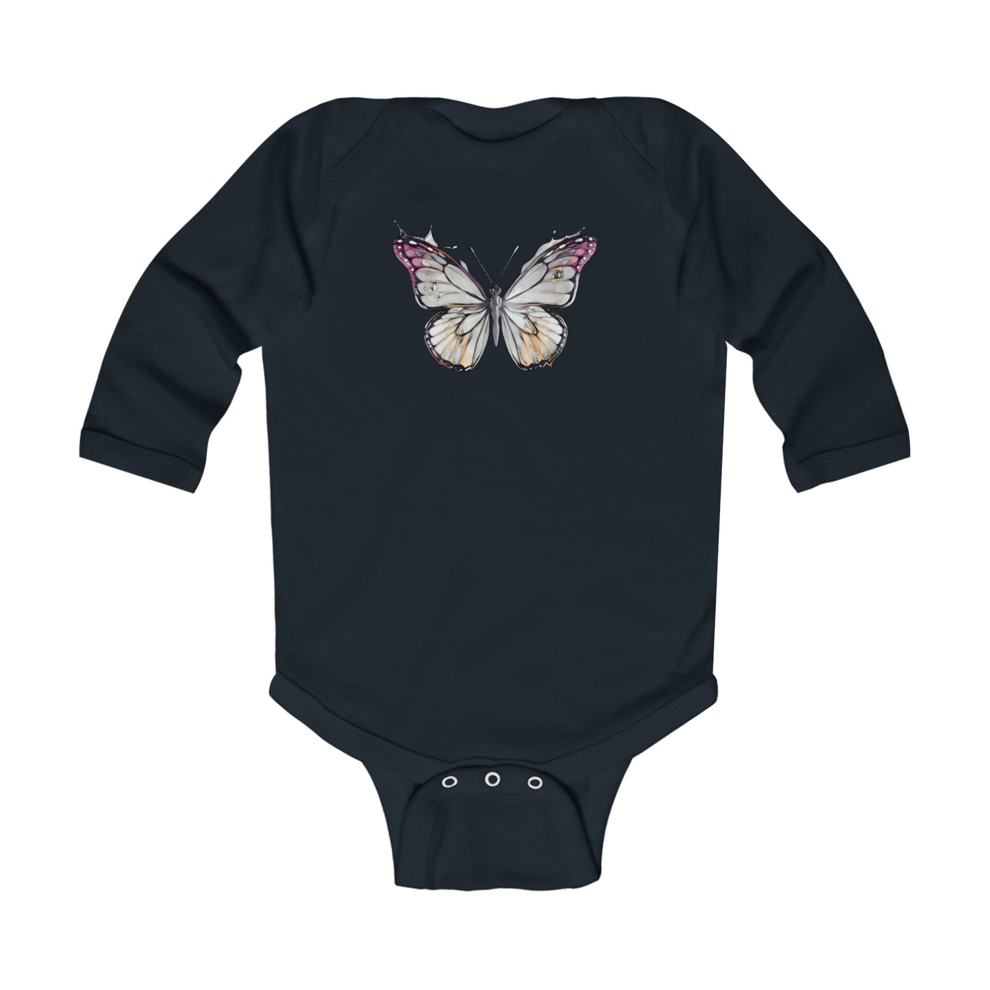Infant Long Sleeve Bodysuit with vector butterfly Design | OKEYCITY