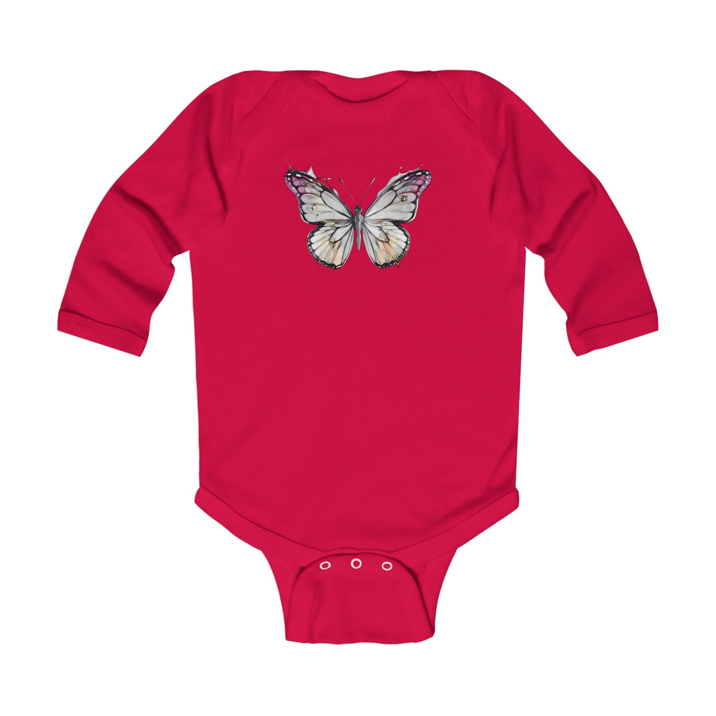 Infant Long Sleeve Bodysuit with vector butterfly Design | OKEYCITY