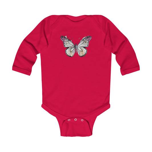 Infant Long Sleeve Bodysuit with vector butterfly Design | OKEYCITY