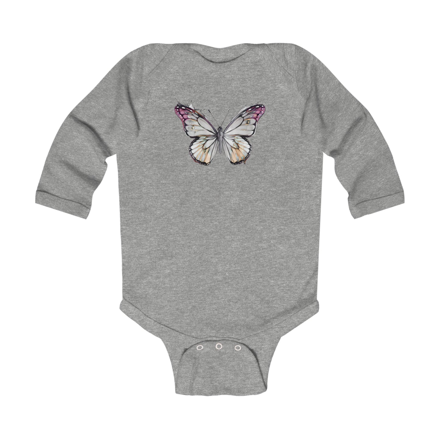 Infant Long Sleeve Bodysuit with vector butterfly Design | OKEYCITY