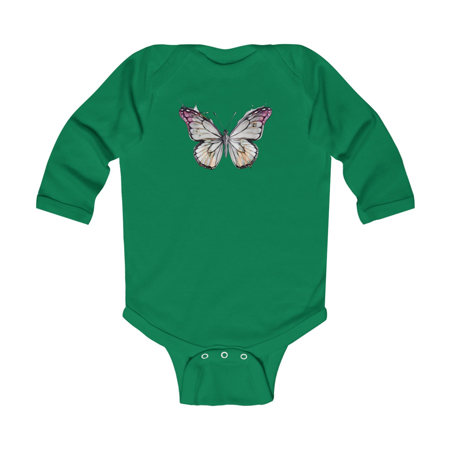 Infant Long Sleeve Bodysuit with vector butterfly Design | OKEYCITY