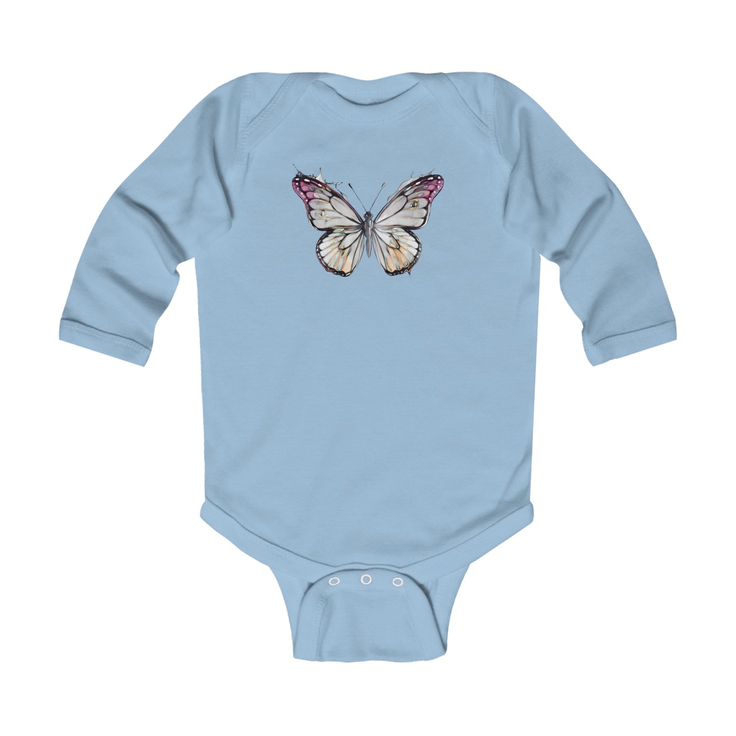 Infant Long Sleeve Bodysuit with vector butterfly Design | OKEYCITY