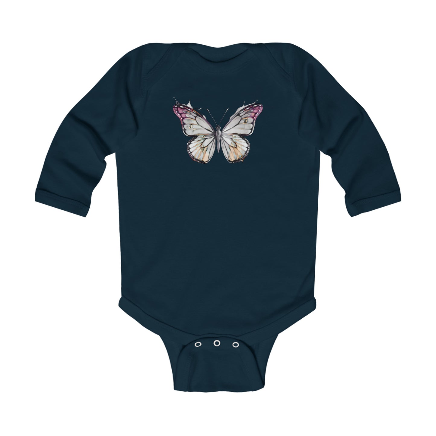 Infant Long Sleeve Bodysuit with vector butterfly Design | OKEYCITY