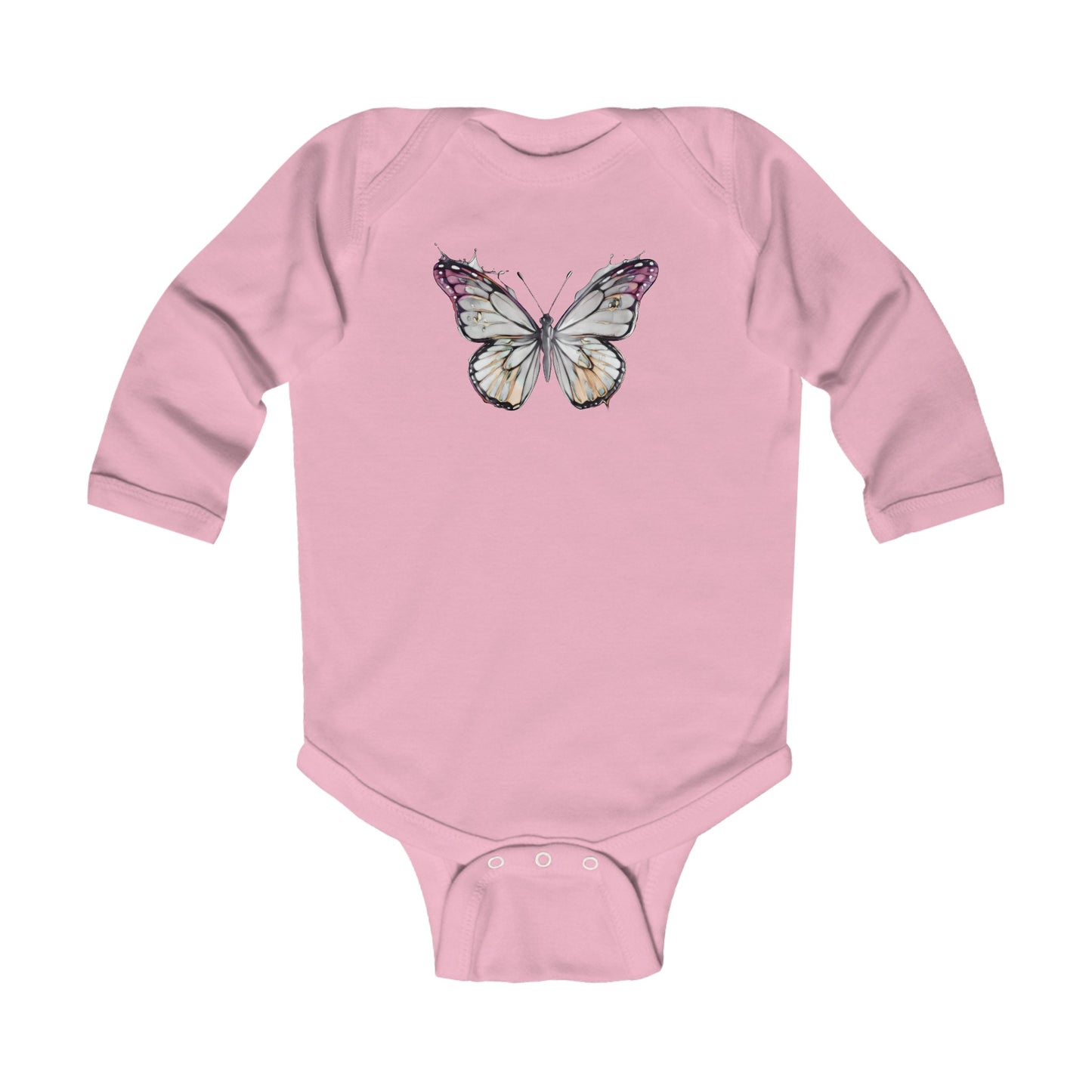 Infant Long Sleeve Bodysuit with vector butterfly Design | OKEYCITY