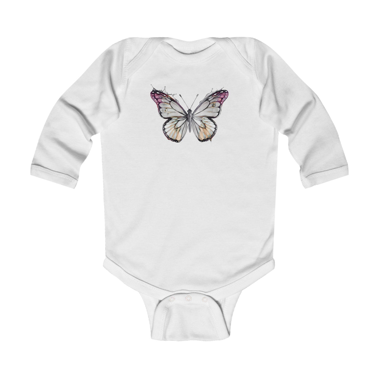 Infant Long Sleeve Bodysuit with vector butterfly Design | OKEYCITY