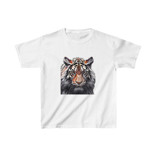 Kids Heavy Cotton™ Tee with vector tiger Design | OKEYCITY