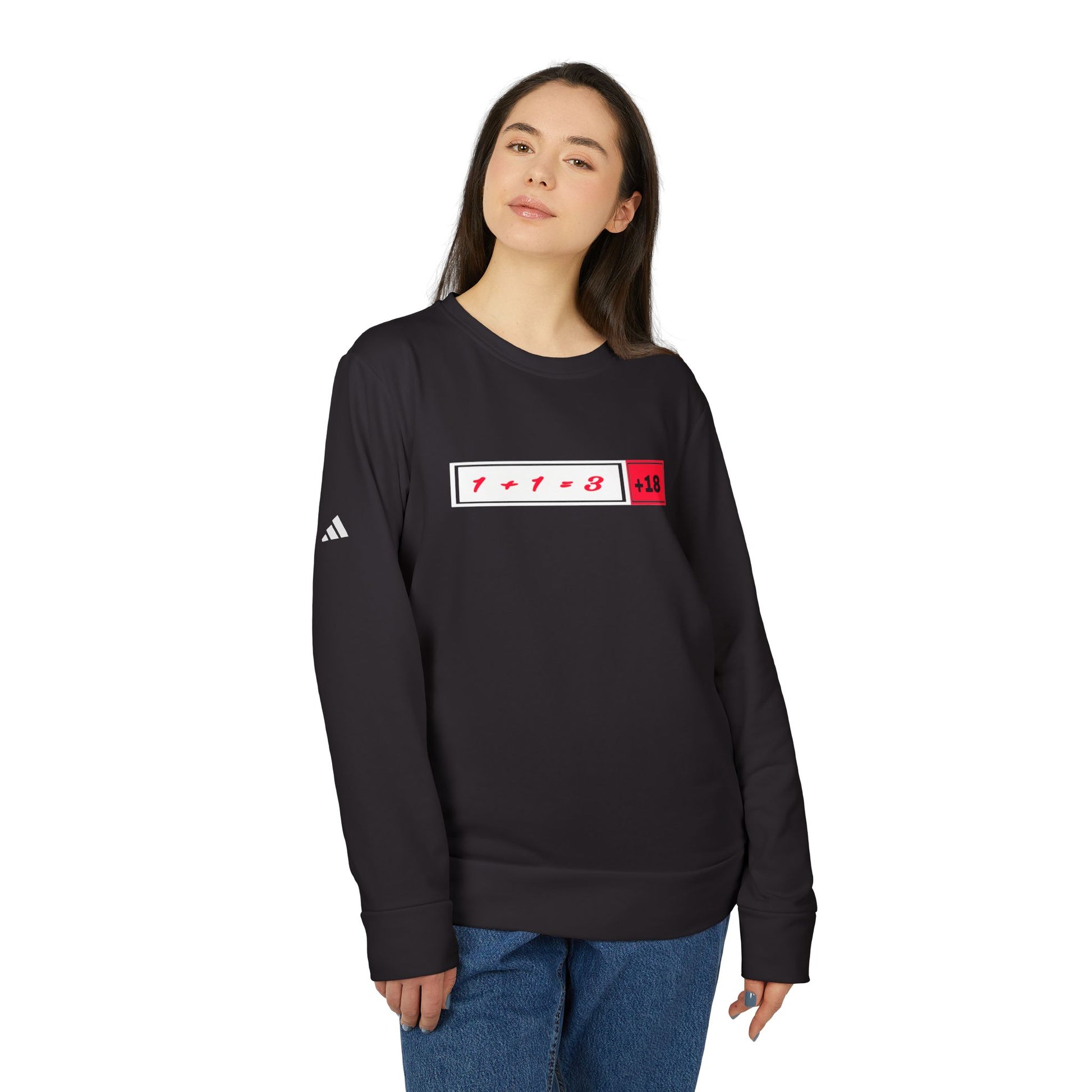 adidas Unisex Fleece Crewneck Sweatshirt with +18 Design | OKEYCITY