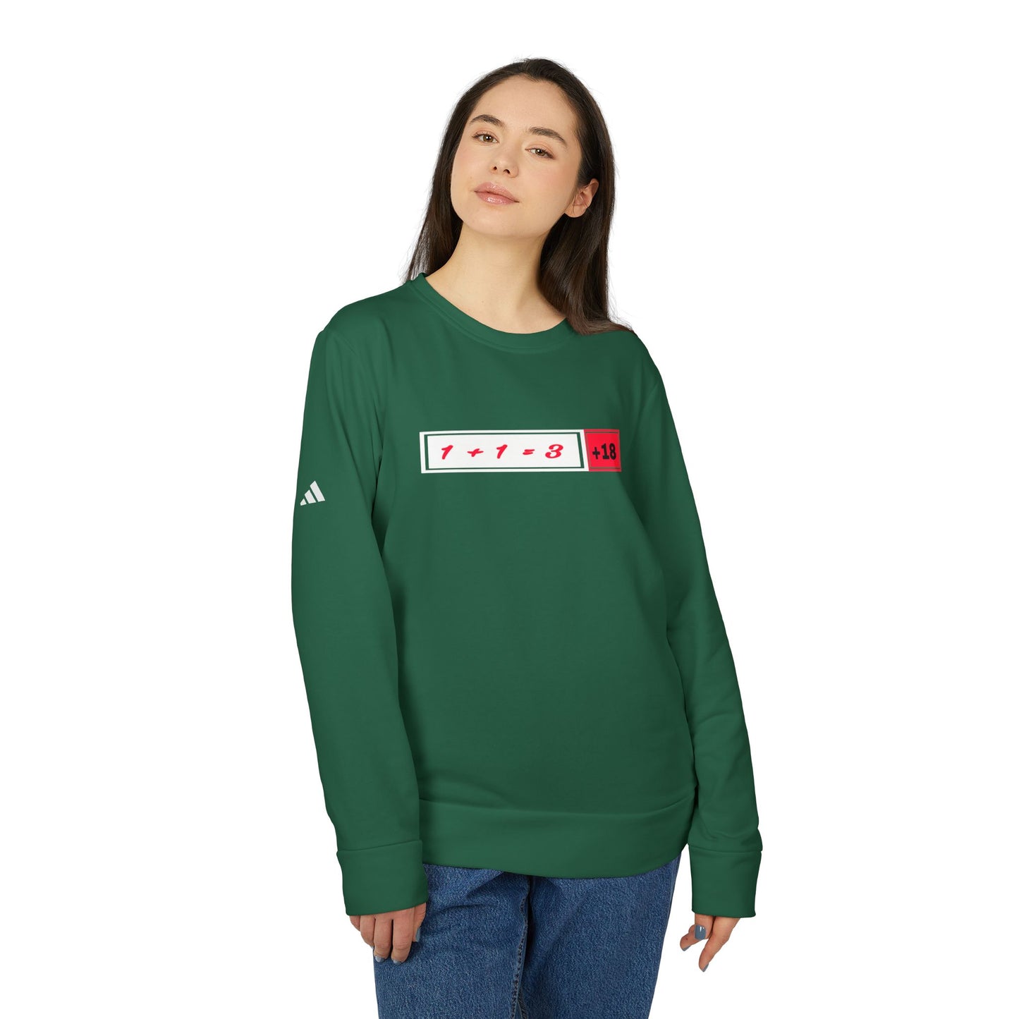 adidas Unisex Fleece Crewneck Sweatshirt with +18 Design | OKEYCITY