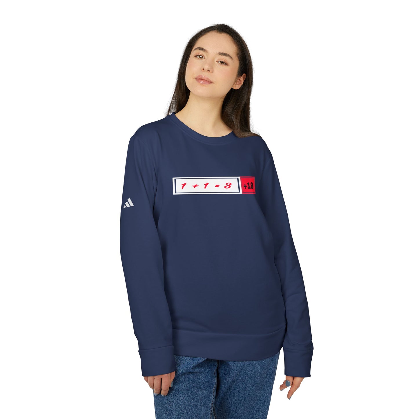 adidas Unisex Fleece Crewneck Sweatshirt with +18 Design | OKEYCITY
