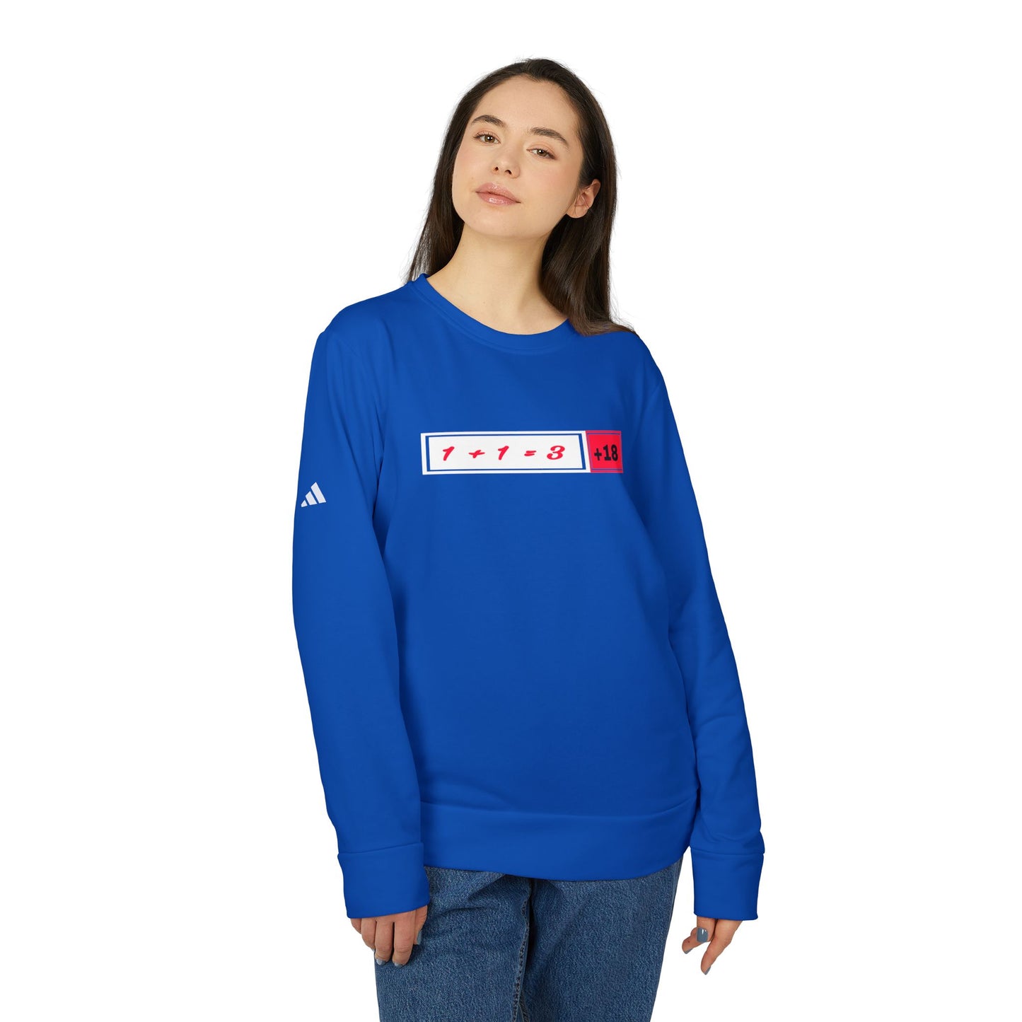 adidas Unisex Fleece Crewneck Sweatshirt with +18 Design | OKEYCITY