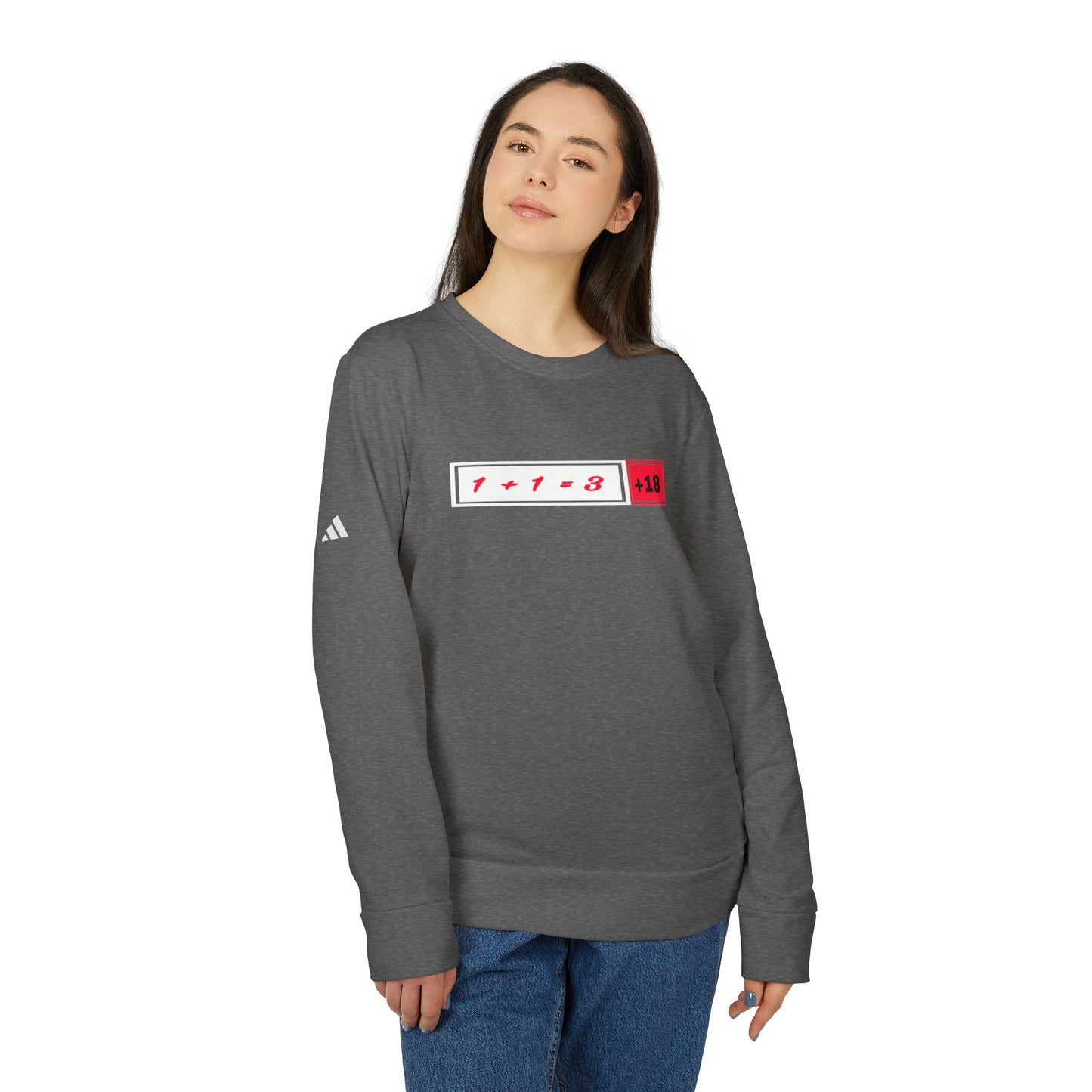 adidas Unisex Fleece Crewneck Sweatshirt with +18 Design | OKEYCITY